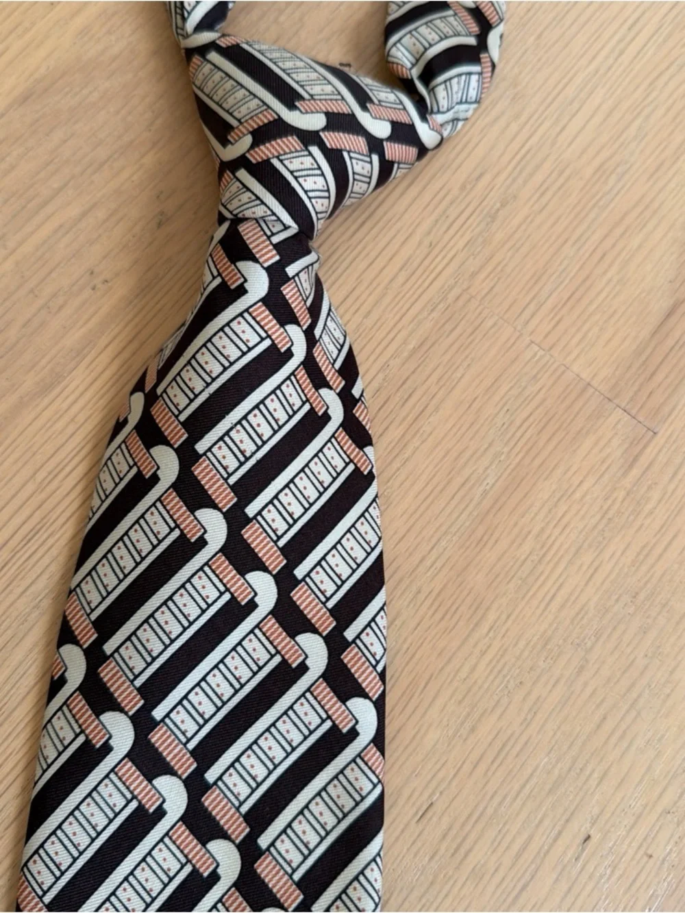 Vintage Pierre Cardin Silk Tie Brown Mid Century Print